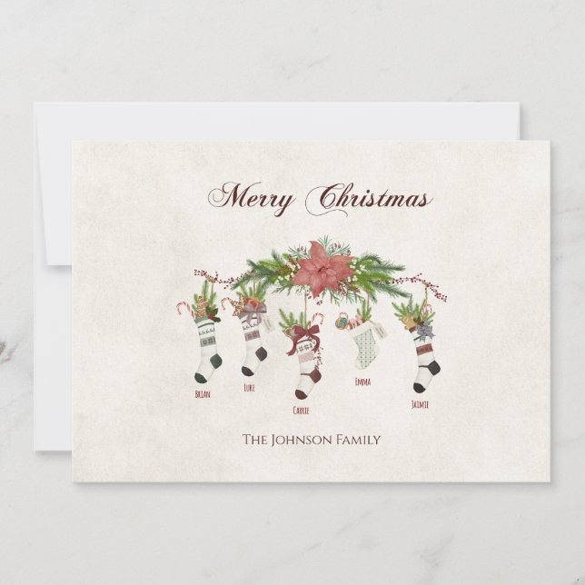 Family Christmas Stockings Card (Front)