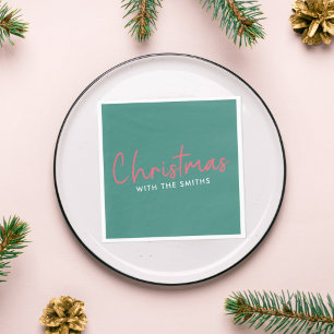Family Christmas Stylish Trendy Forest Green Napkins
