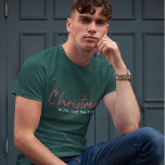 Family Christmas | Stylish Trendy Forest Green T-Shirt<br><div class="desc">Simple, stylish "Christmas with the <your name="">" quote mens t-shirt in modern minimalist typography in festive red, white and green. The design can be easily personalized with your family name(s), year or own special greeting for super cute bespoke holiday vibes! family christmas, stylish trendy, forest green t-shirt, at home for...</div>