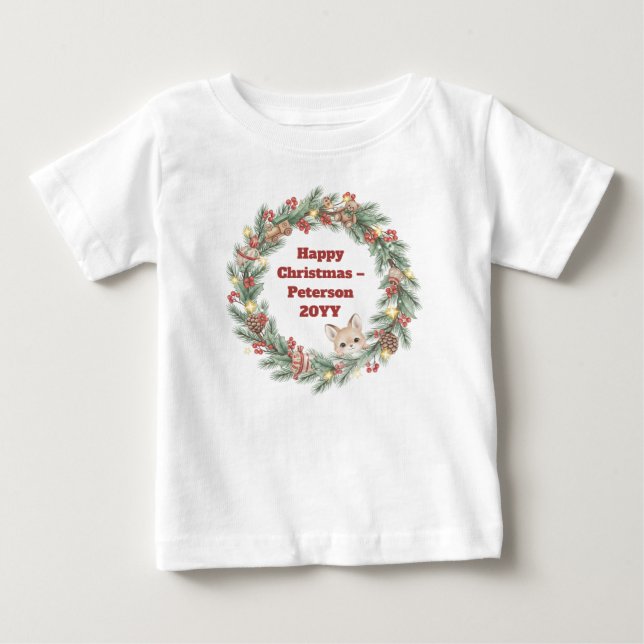 Family Christmas T-Shirt - Christmas wreath (Front)
