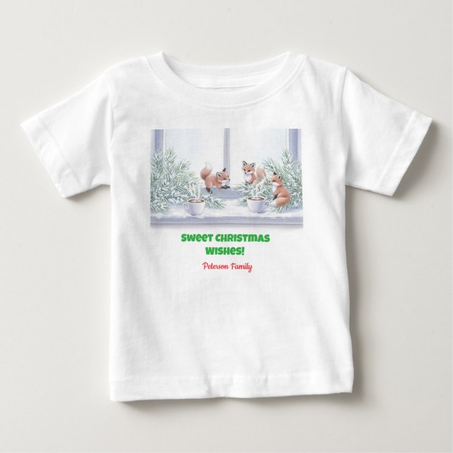 Family Christmas T-Shirt – Cozy Winter Fox Scene (Front)