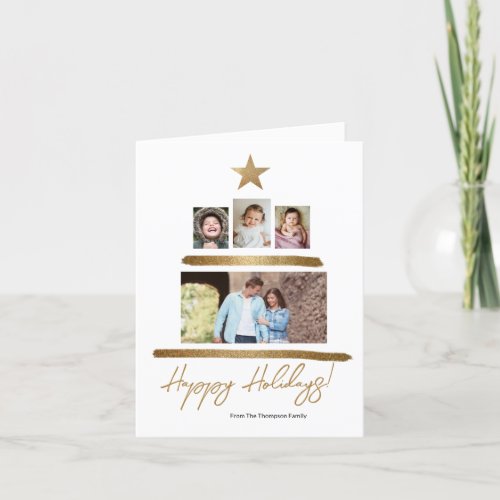 Family Christmas tree Design 4 photos Collage Holiday Card