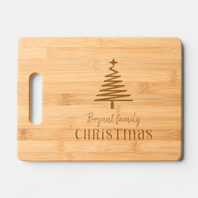 Family Christmas tree  Engraved Cutting Board (Front)