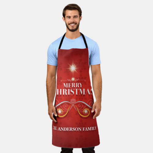 Family Christmas tree greetings wishes  Apron