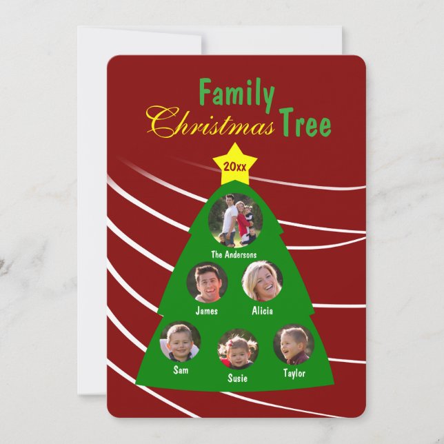 Family Christmas Tree Keepsake Custom Photo Card (Front)