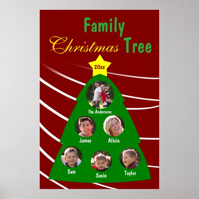 Family Christmas Tree Keepsake Custom Photo Poster (Front)