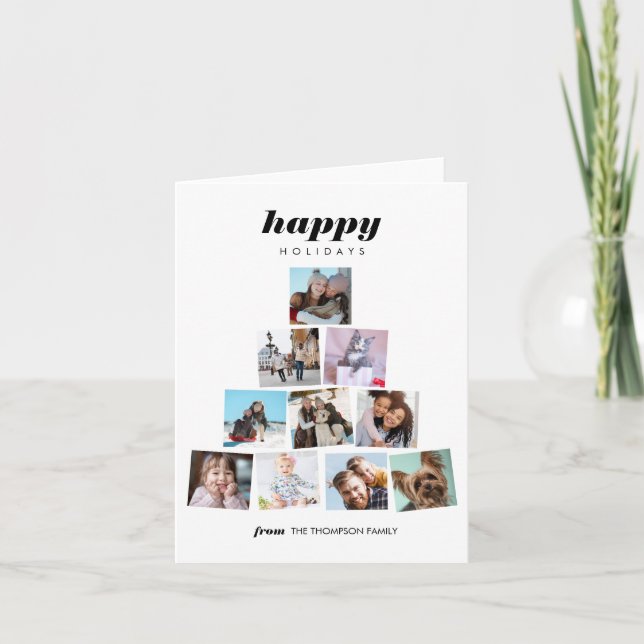 Family Christmas tree photo Collage Holiday Card (Front)