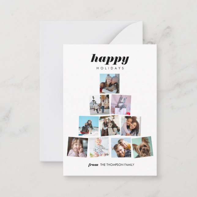 Family Christmas tree photo Collage Holiday Note Card (Front)