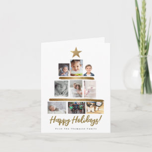 Family Christmas tree photo Collage Year Review Holiday Card