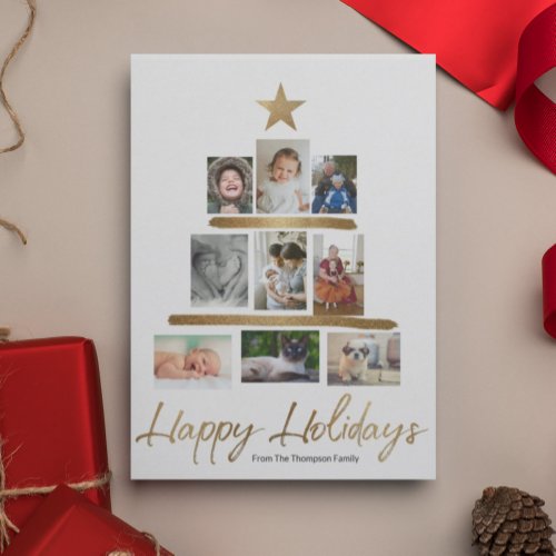 Family Christmas tree photo Collage Year Review Holiday Card