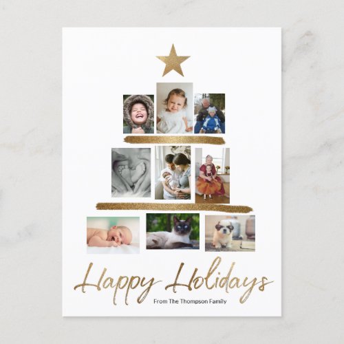 Family Christmas tree photo Collage Year Review Holiday Postcard