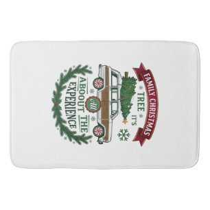 Family Christmas Tree Station Wagon Pine Wreath Bath Mat