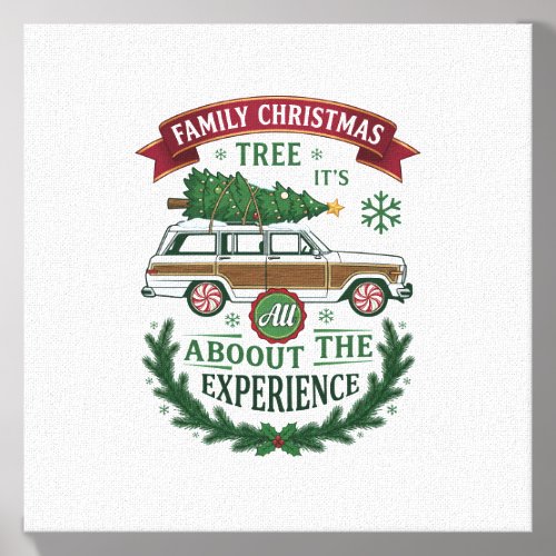 Family Christmas Tree Station Wagon Pine Wreath Canvas Photo Tile