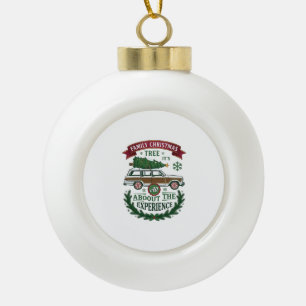 Family Christmas Tree Station Wagon Pine Wreath Ceramic Ball Christmas Ornament