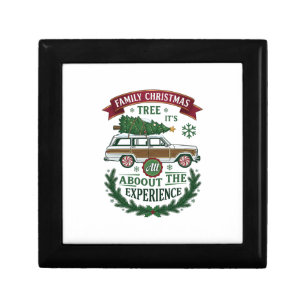 Family Christmas Tree Station Wagon Pine Wreath Gift Box