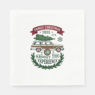 Family Christmas Tree Station Wagon Pine Wreath Napkins