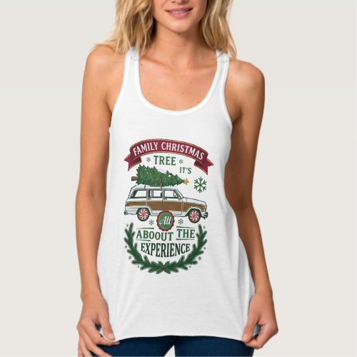 Family Christmas Tree Station Wagon Pine Wreath Tank Top