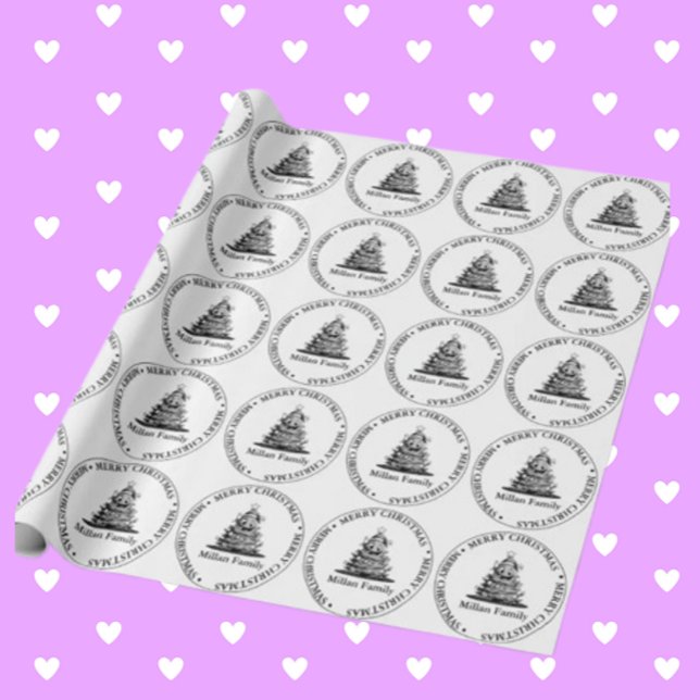 Family Christmas Tree theme Wrapping Paper (Wrap your gifts with love using our Family Christmas theme wrapping paper)