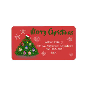 Family Christmas Tree with photos Label