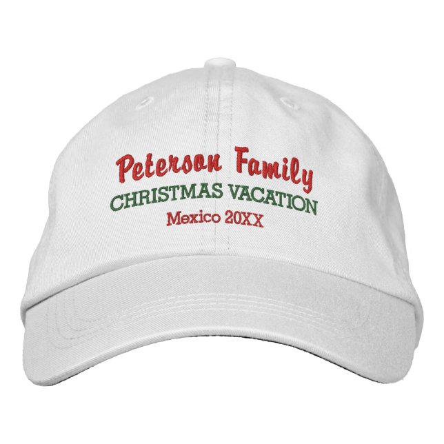 Family Christmas Vacation Custom Location & Date Embroidered Baseball Hat (Front)