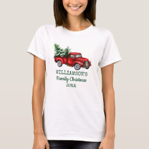 Family Christmas Vintage Red Truck Women's T-Shirt