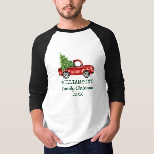 Family Christmas Vintage Truck Personalized G T_Shirt