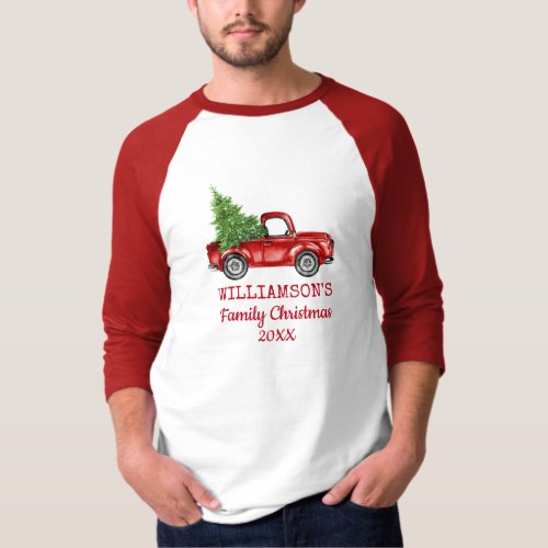 Family Christmas Vintage Truck Personalized R T_Shirt