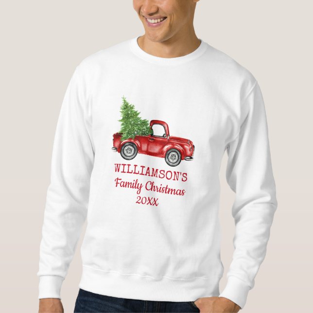 Family Christmas Vintage Truck Personalized Sweatshirt (Front)