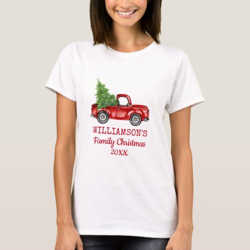 Family Christmas Vintage Truck Personalized W T_Shirt