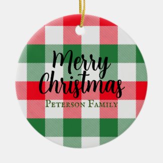 Family Christmas White Green and Red Buffalo Plaid