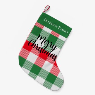 Family Christmas White Green and Red Buffalo Plaid