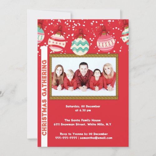 Family christmas winter snow decorations photo invitation