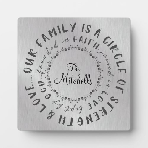 Family Circle of Love Founded in Faith Quote Plaque