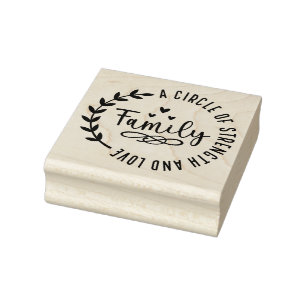 Family Circle of Strength and Love Typography Rubber Stamp