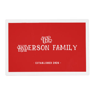 Family Class Reunion Housewarming Red White Placemat