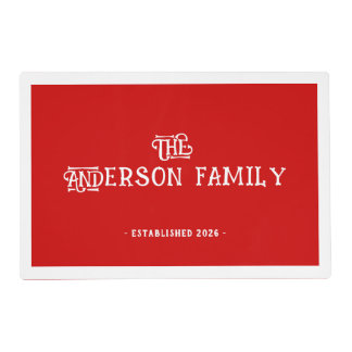 Family Class Reunion  Housewarming Red White  Placemat