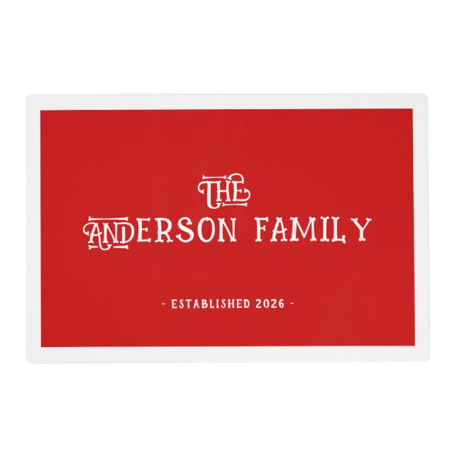 Family Class Reunion  Housewarming Red White  Placemat (Front)