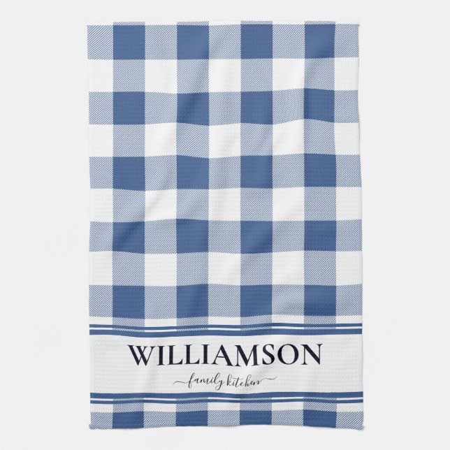 Family Classic Blue Plaid Kitchen Towel (Vertical)