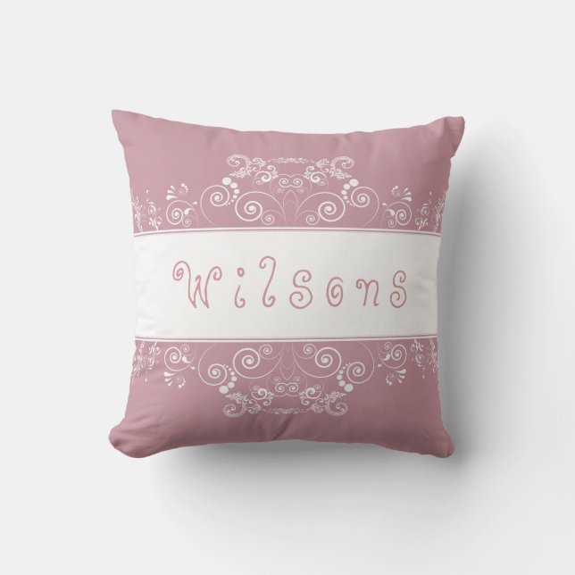 FAMILY CLASSICAL RETRO HOUSEWARMING PINK THROW PILLOW (Front)