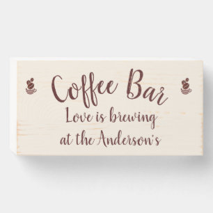 Family coffee bar wooden sign