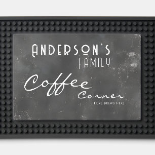 Family Coffee Corner Chalk Board Typhography Bar Mat