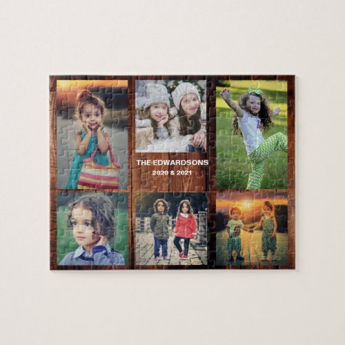 Family collage 6 photos and family name jigsaw puz jigsaw puzzle