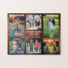 Family collage 6 photos and family name jigsaw puz