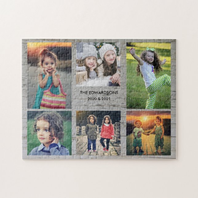 Family collage 6 photos and family name jigsaw puz puzzle (Horizontal)