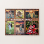 Family collage 6 photos and family name jigsaw puzzle<br><div class="desc">Family name,  custom photo collage jigsaw puzzle
You can personalize it and add your most beautiful photos,  family name and text. Great fun !</div>