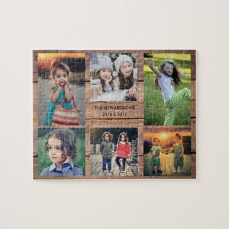 Family collage 6 photos and family name jigsaw puzzle