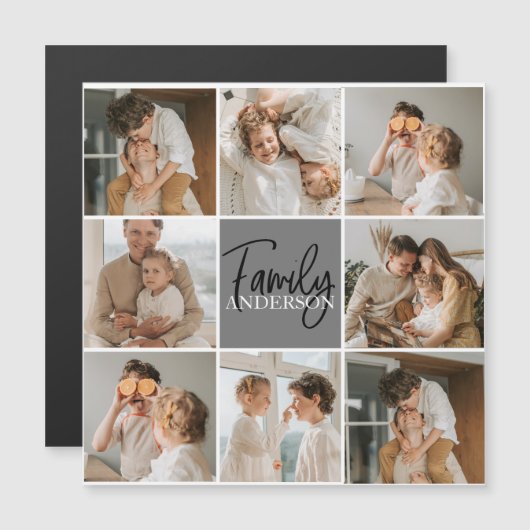 Family Collage Photo & Personalized Grey Gift (Front/Back)