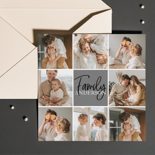 Family Collage Photo  Personalized Grey Gift