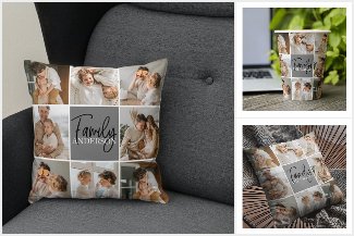 Family Collage Photo & Personalized Grey Gift