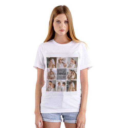 Family Collage Photo  Personalized Grey Gift T_Shirt
